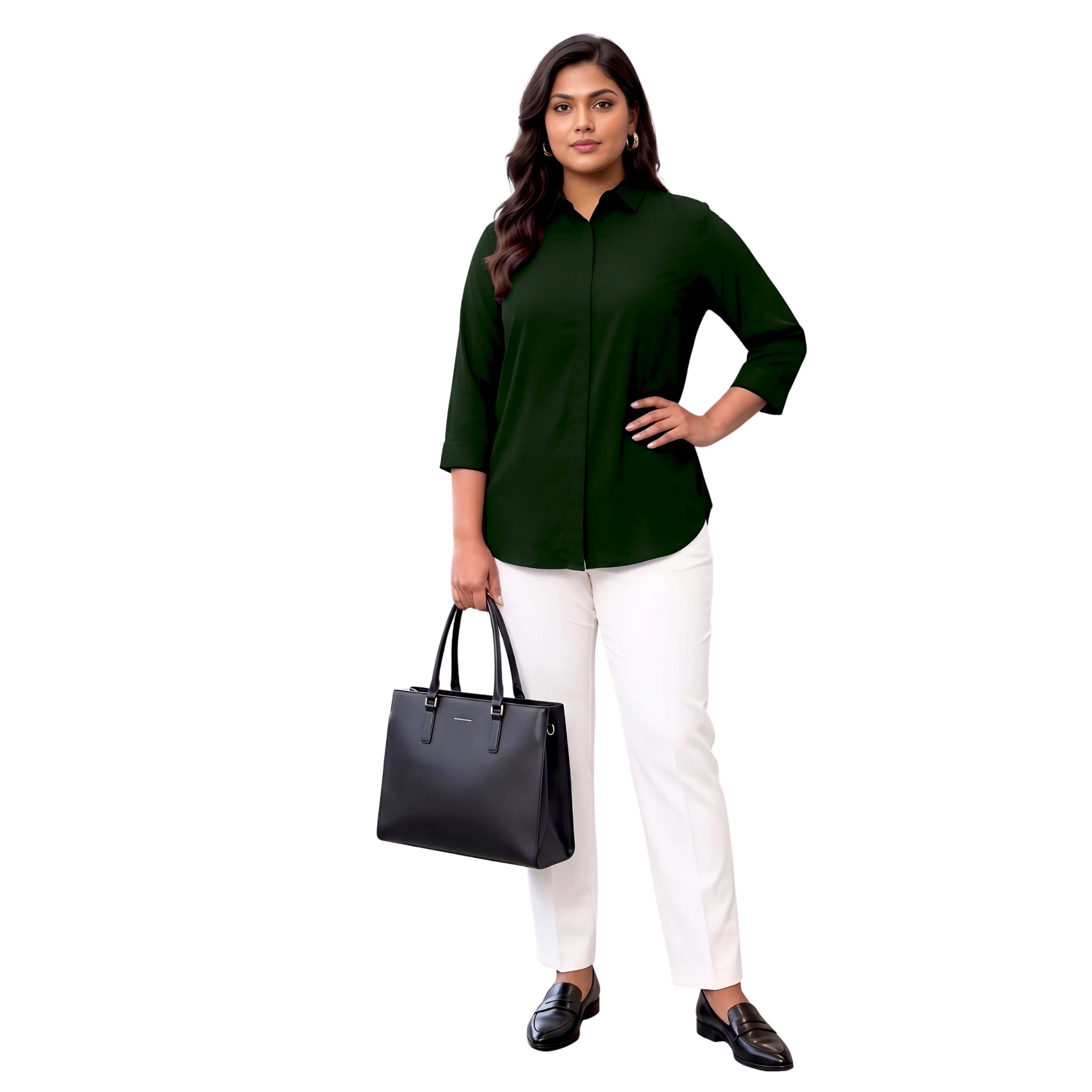 Green Rayon Concealed Plus Size Tunic
