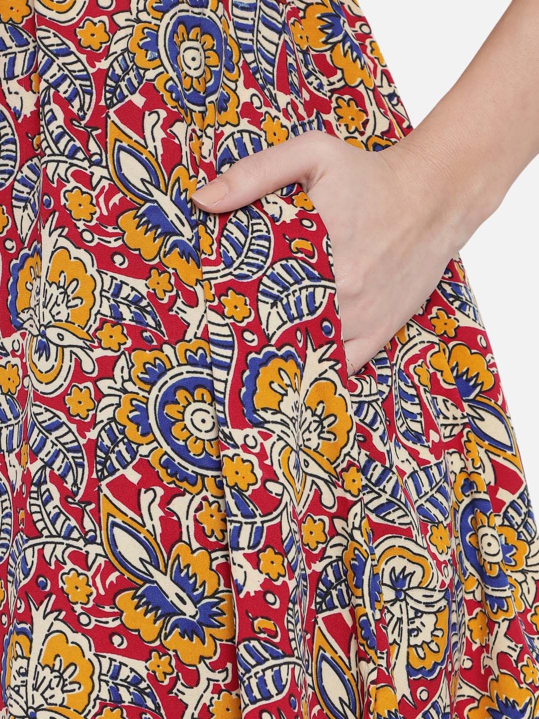 Maroon Abstract Print Dress — view 3