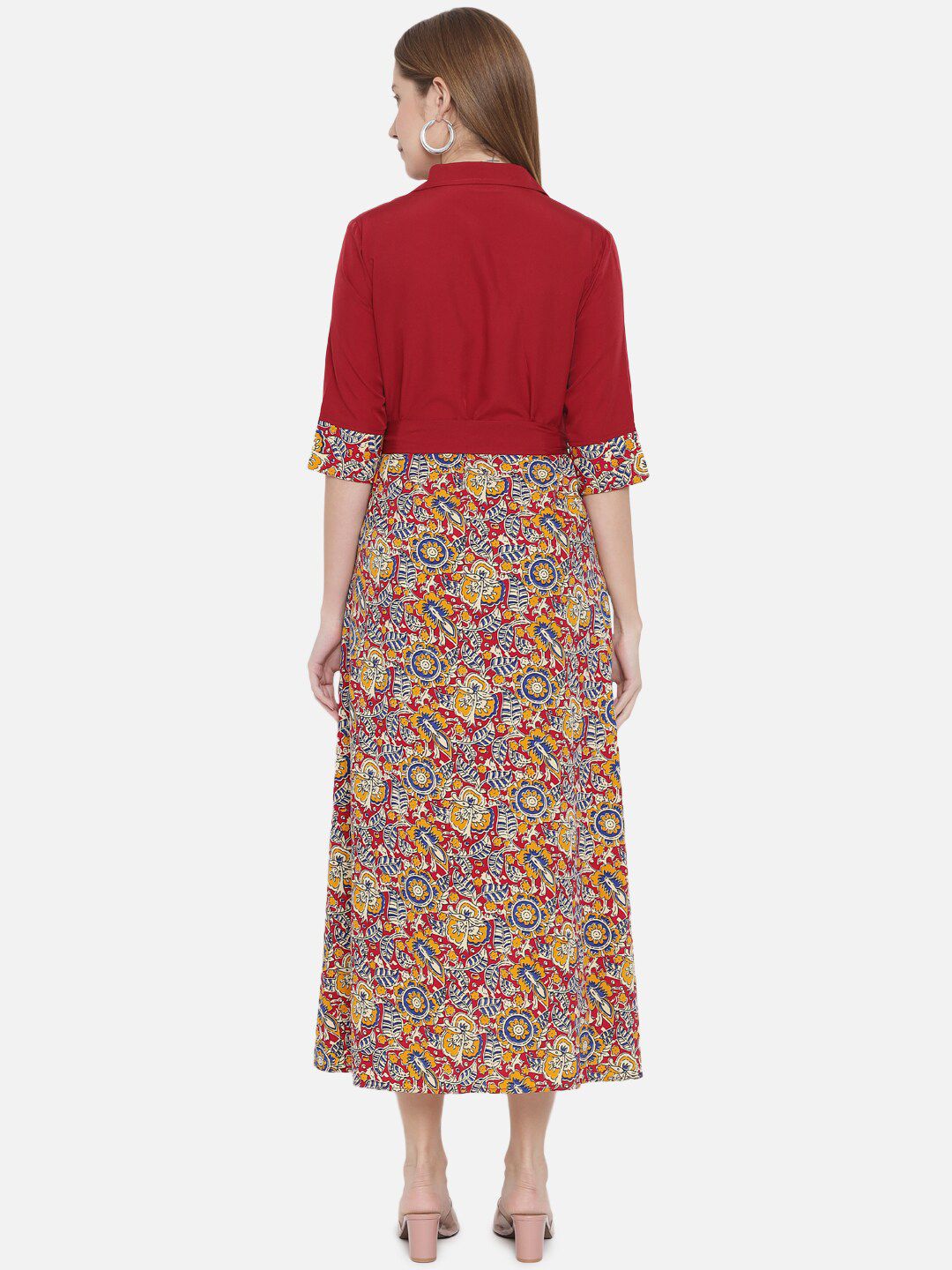 Maroon Abstract Print Dress — view 11