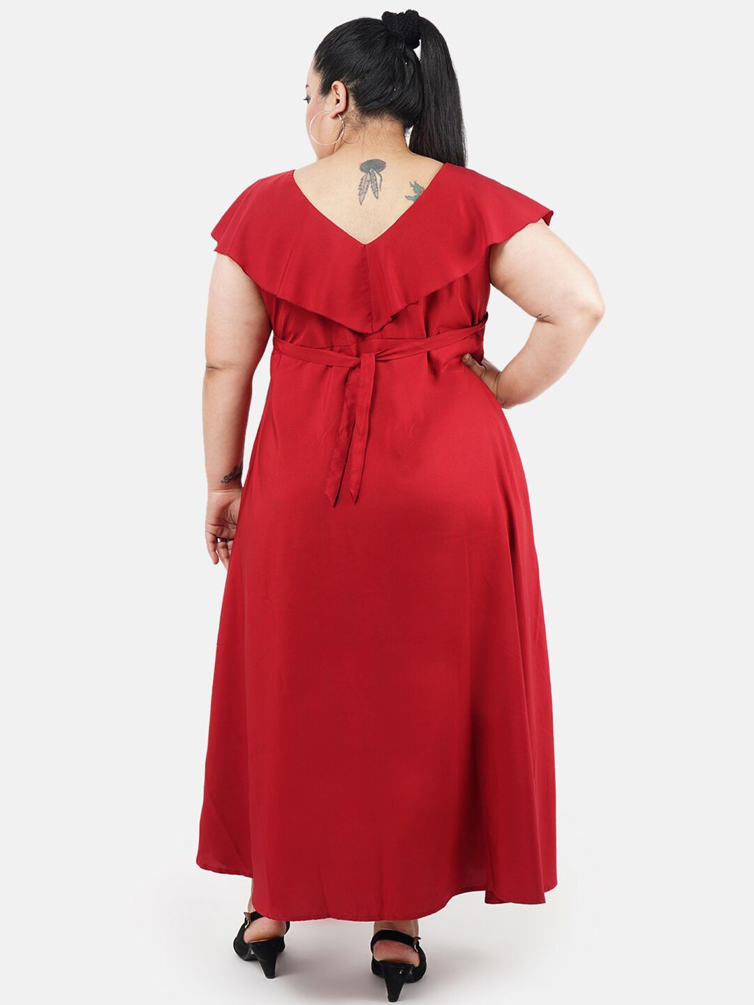 Maroon Solid Maxi Dress — view 5