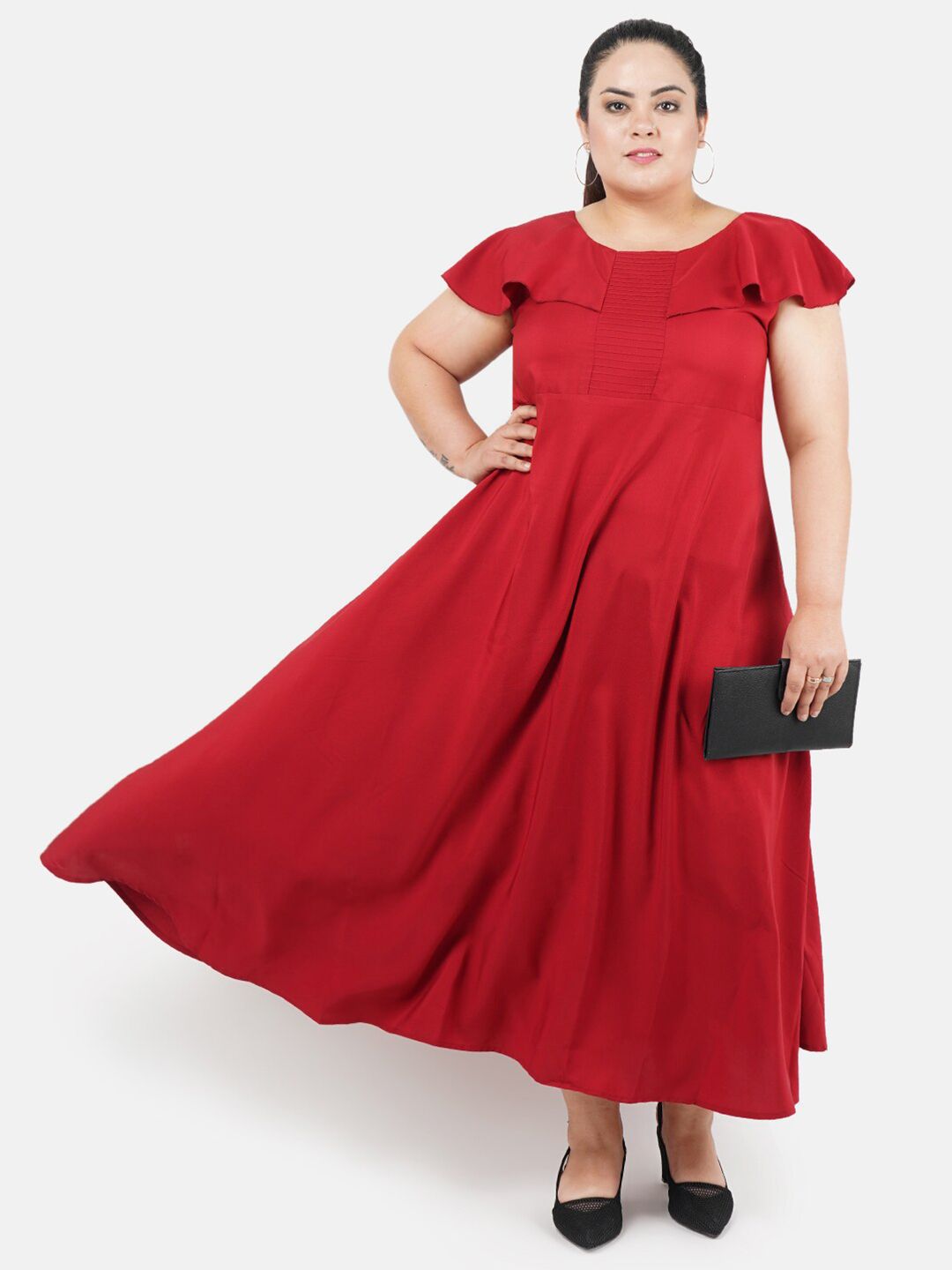 Maroon Solid Maxi Dress — view 6