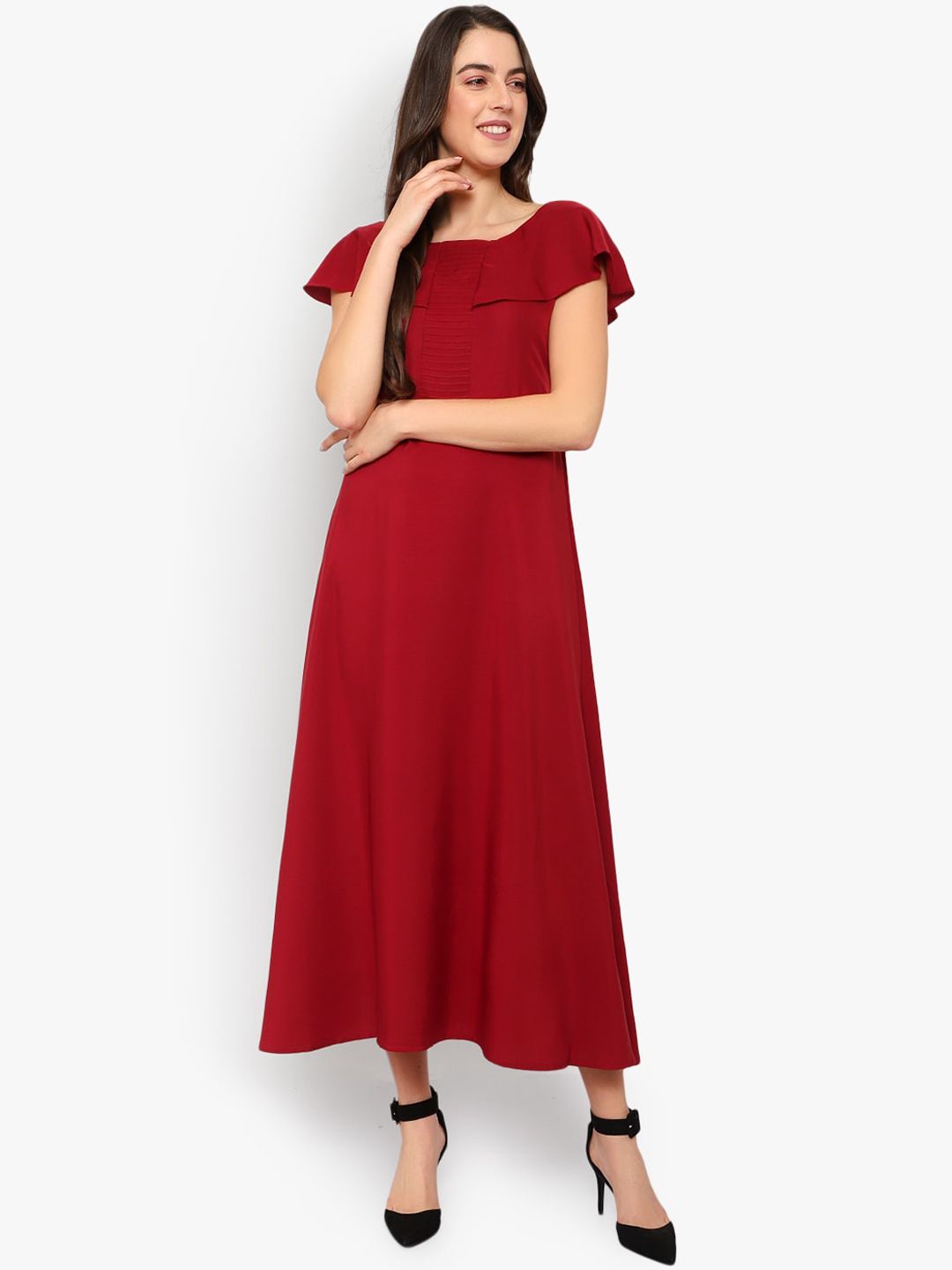 Maroon Solid Maxi Dress — view 7