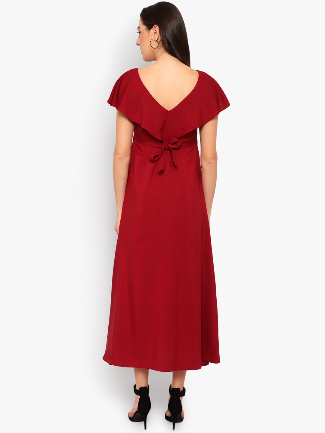 Maroon Solid Maxi Dress — view 10