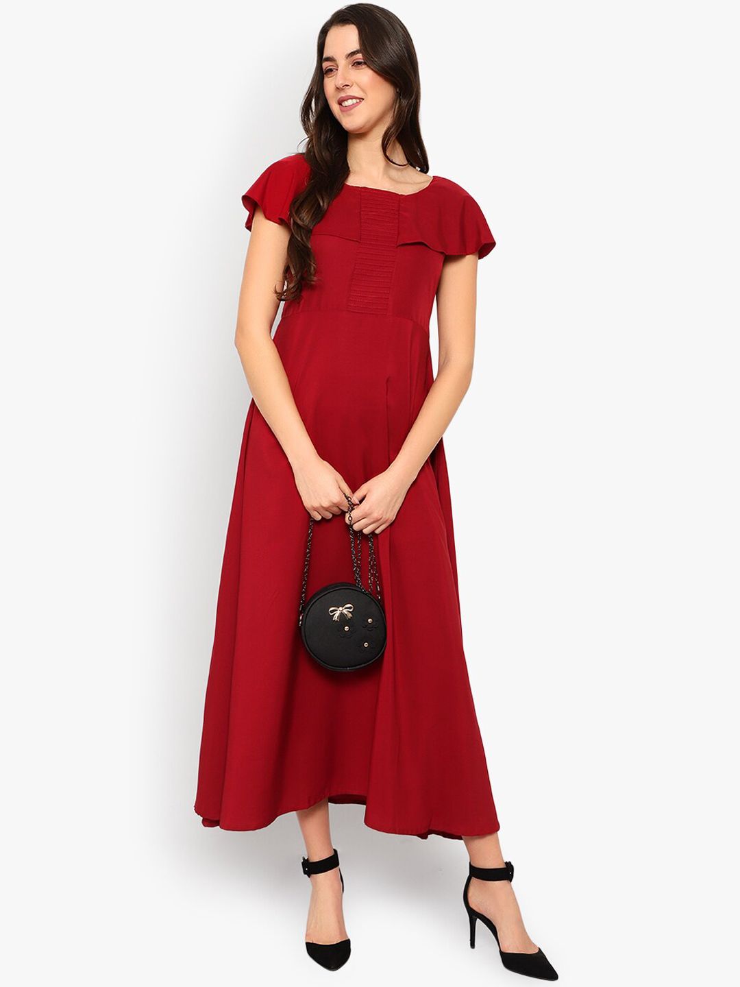 Maroon Solid Maxi Dress — view 11