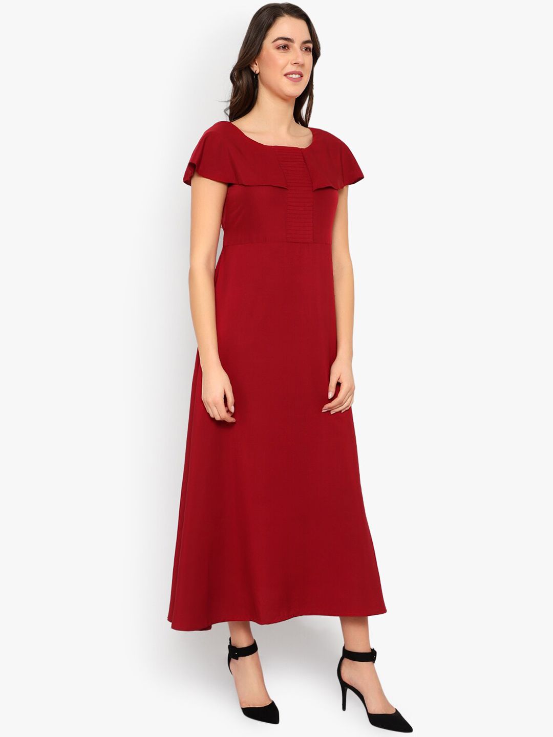Maroon Solid Maxi Dress — view 12