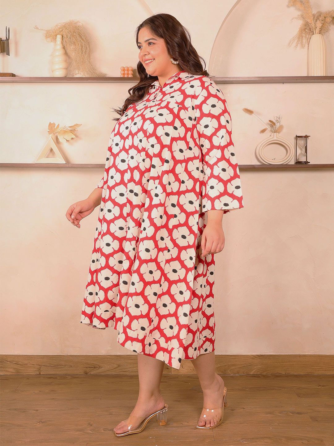 Red Floral Kali Plus Size Dress — view 4
