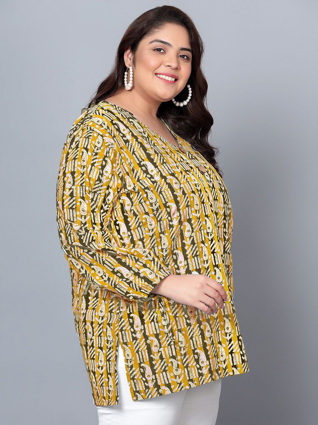 Mustard Paisley Plus Size Tunic — view 3