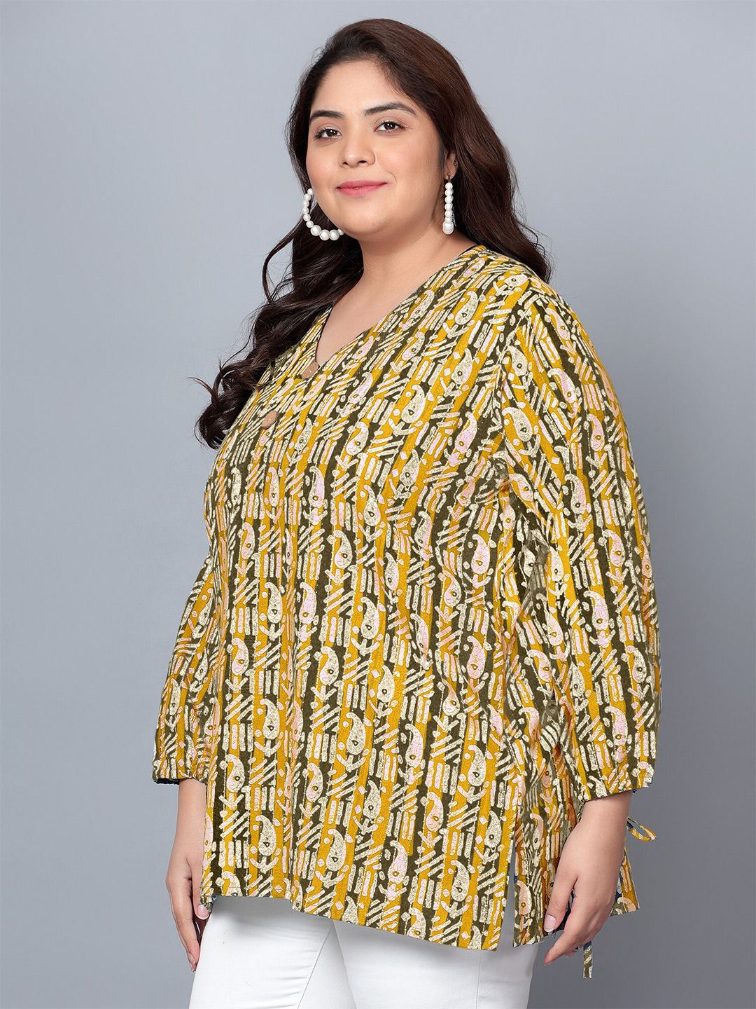 Mustard Paisley Plus Size Tunic — view 4