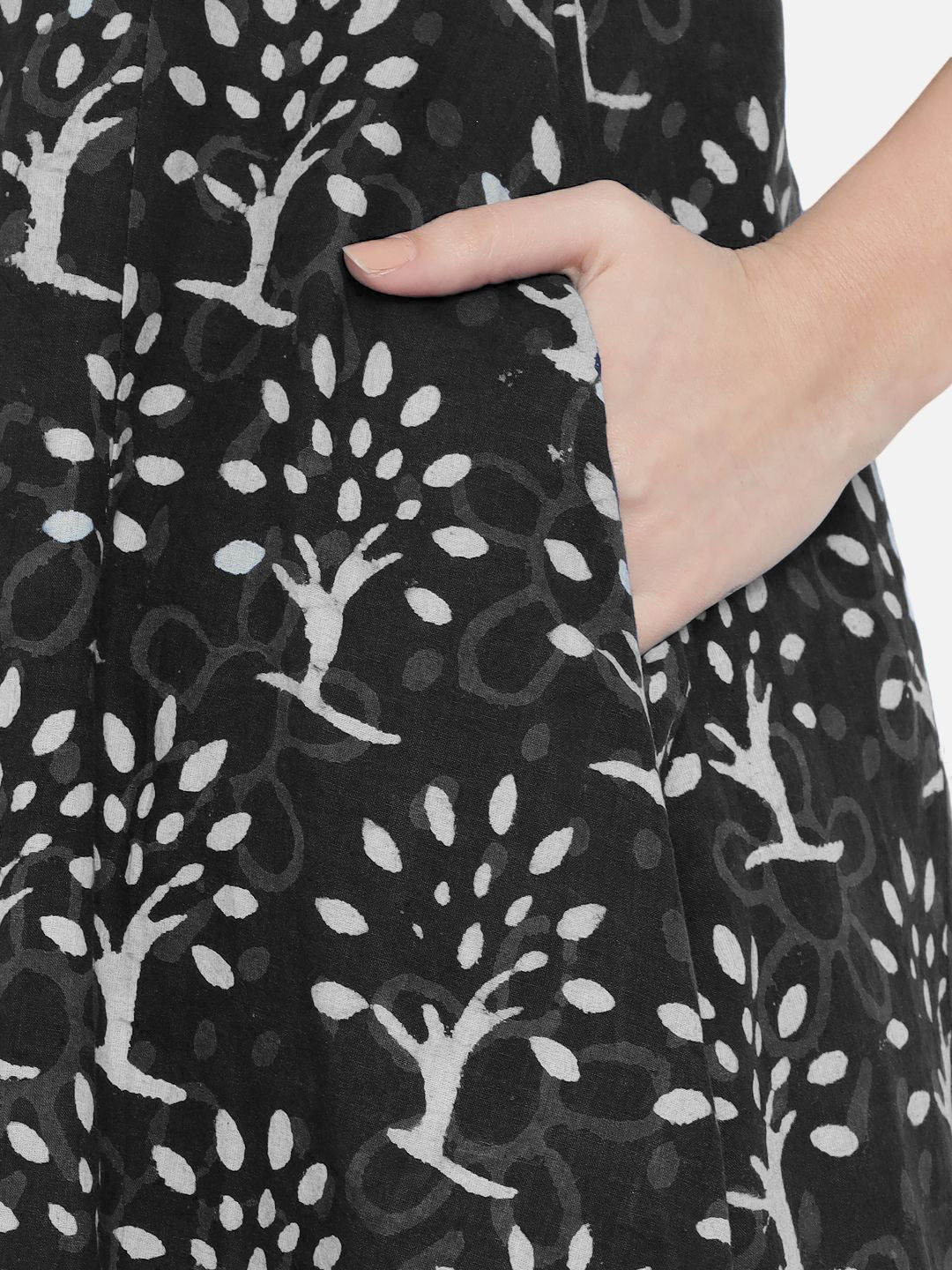 Black A-Line Hand Block Dress — view 14