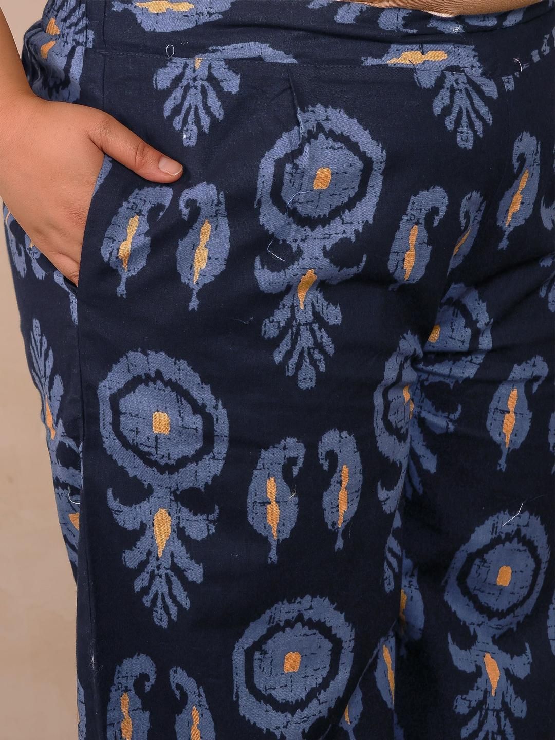 Indigo Blue Cotton Print Plus Size Co Ord Set — view 3