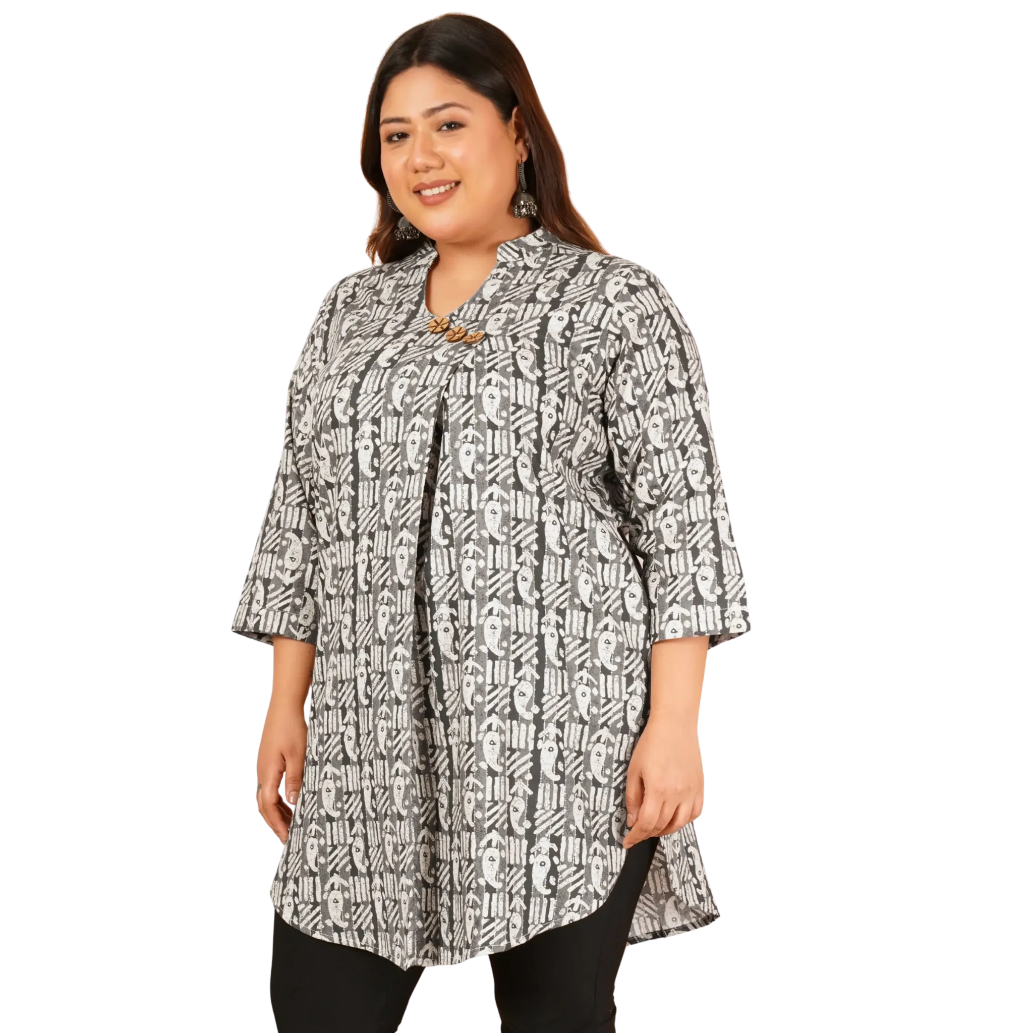 Black Paisley Print Long Tunic