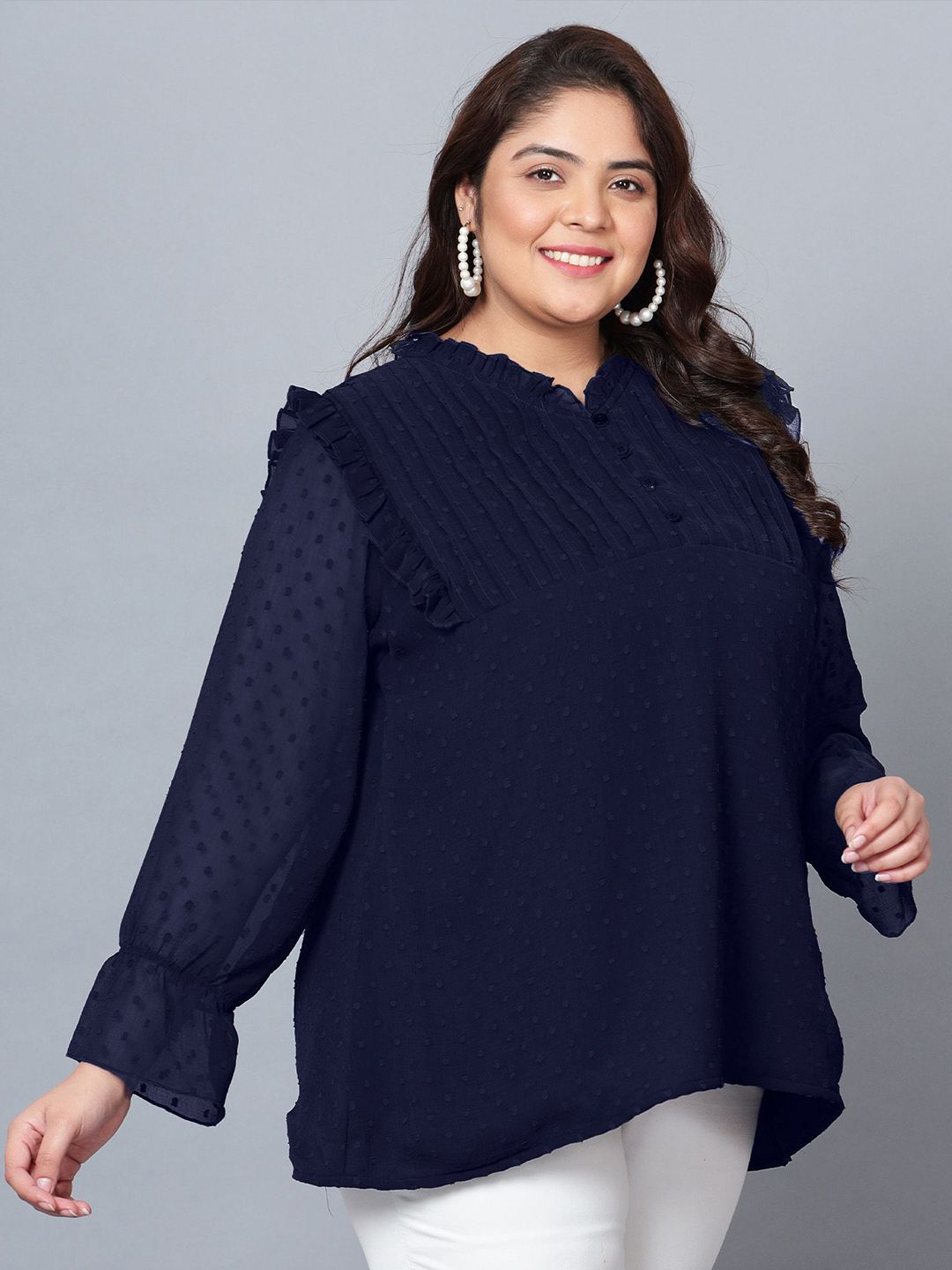 Blue Georgette Plus Size Tunic — view 3