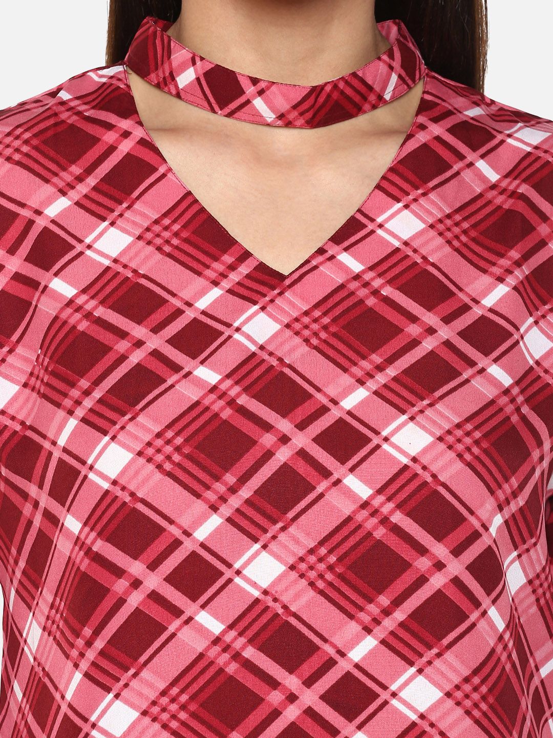 Pink Checkered Choker Top — view 2