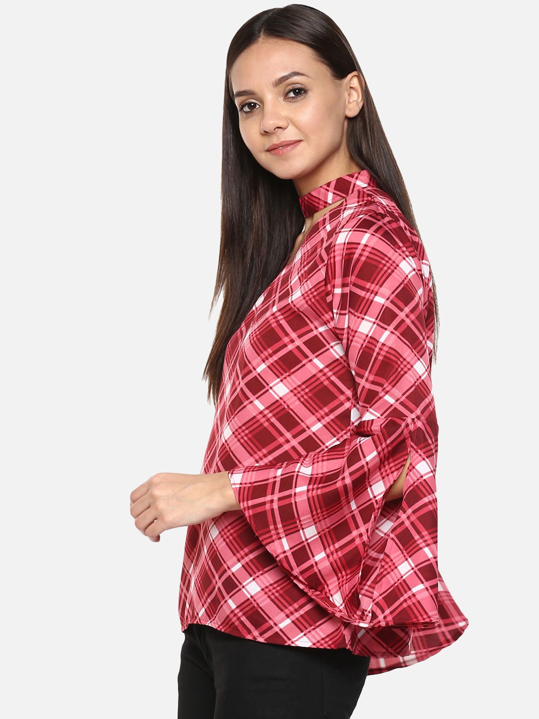 Pink Checkered Choker Top — view 3