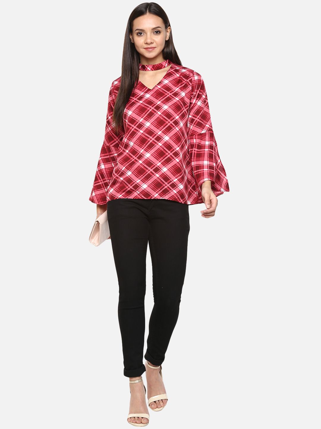 Pink Checkered Choker Top — view 5