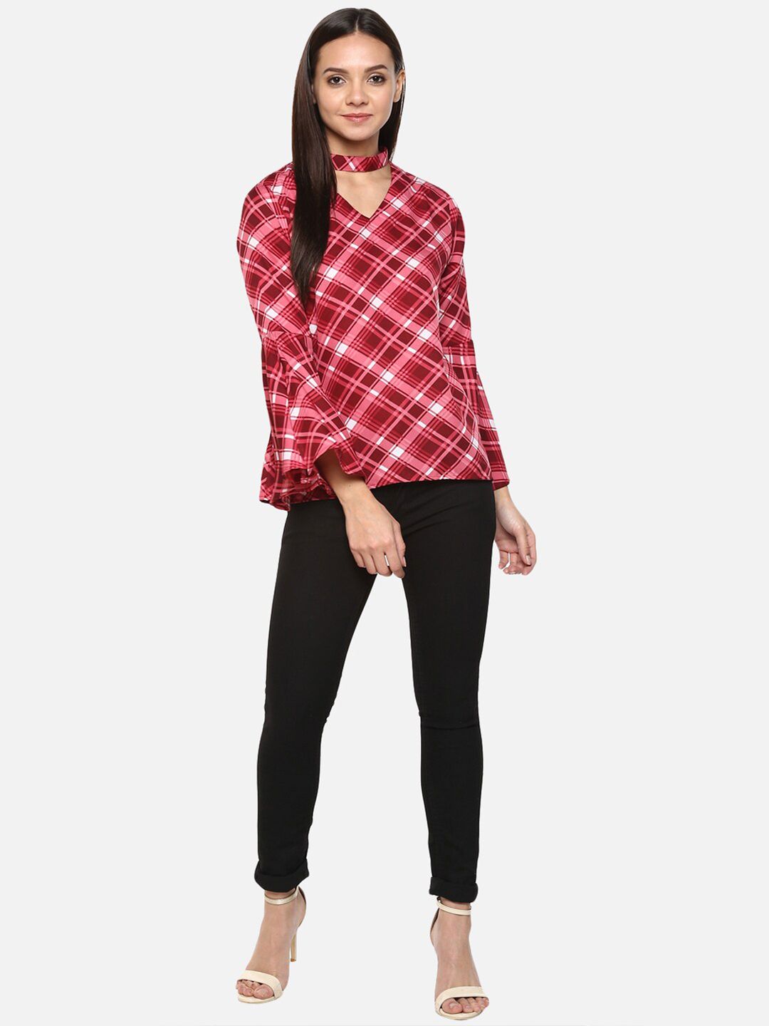 Pink Checkered Choker Top — view 8