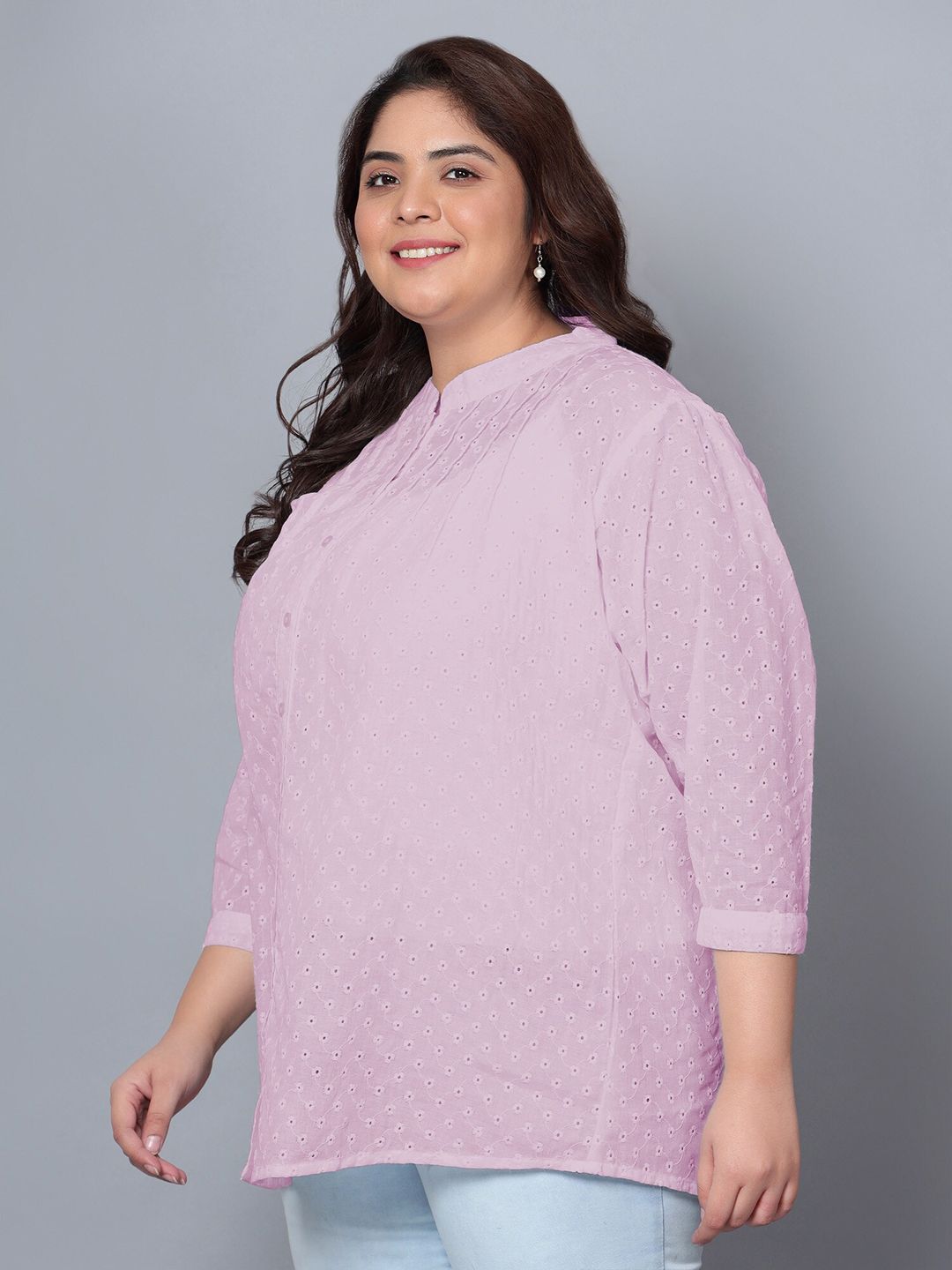Pink Chikankari Plus Size Tunic — view 4