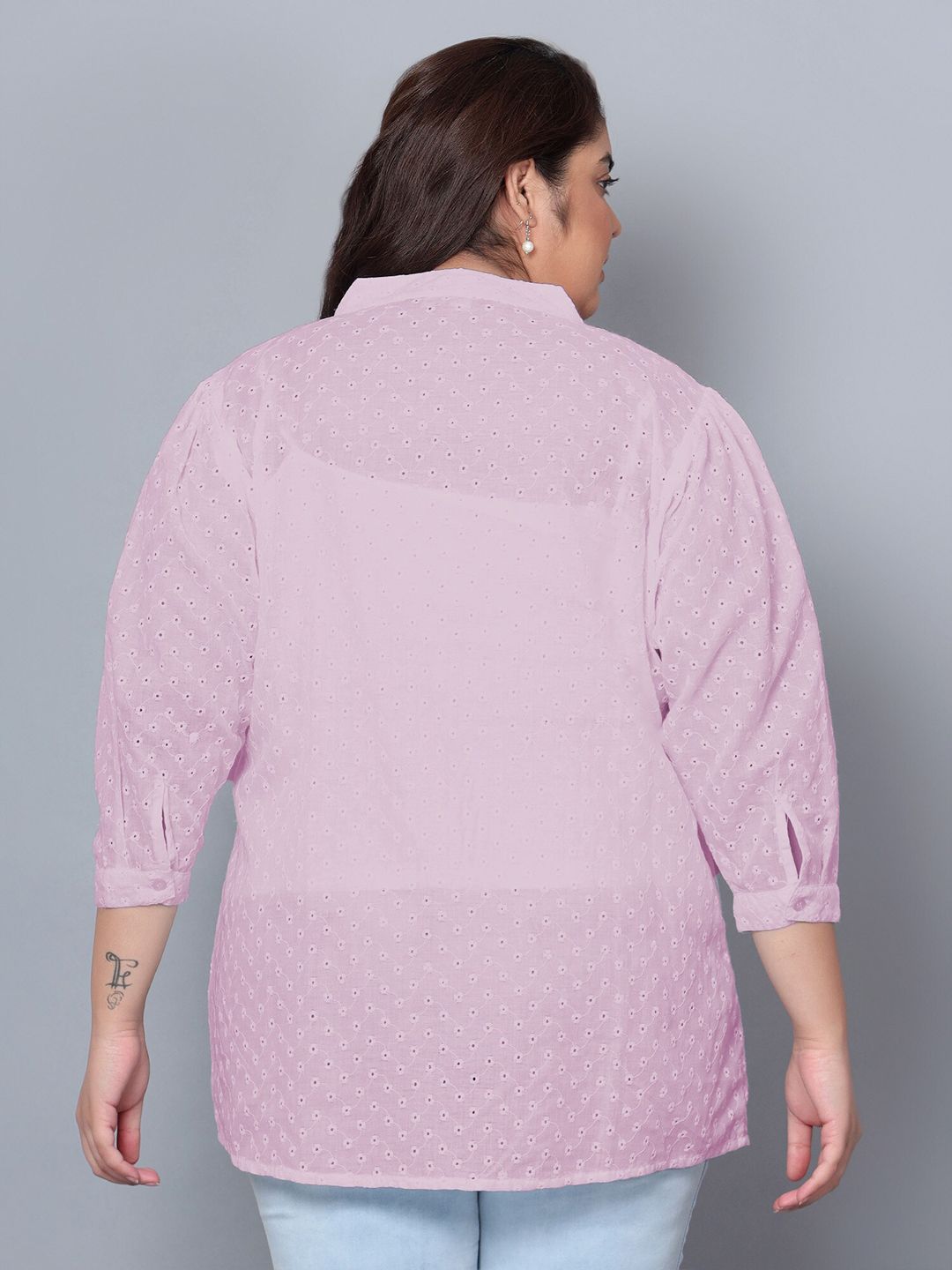 Pink Chikankari Plus Size Tunic — view 5