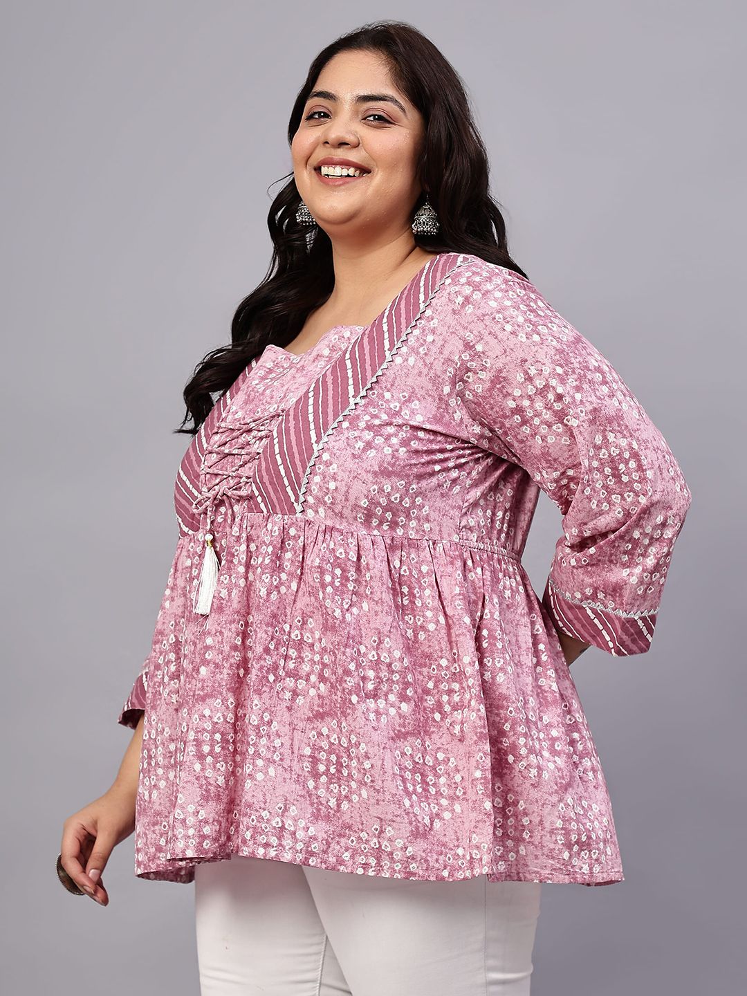 Pink Geometric Print Plus Size Tunic — view 4