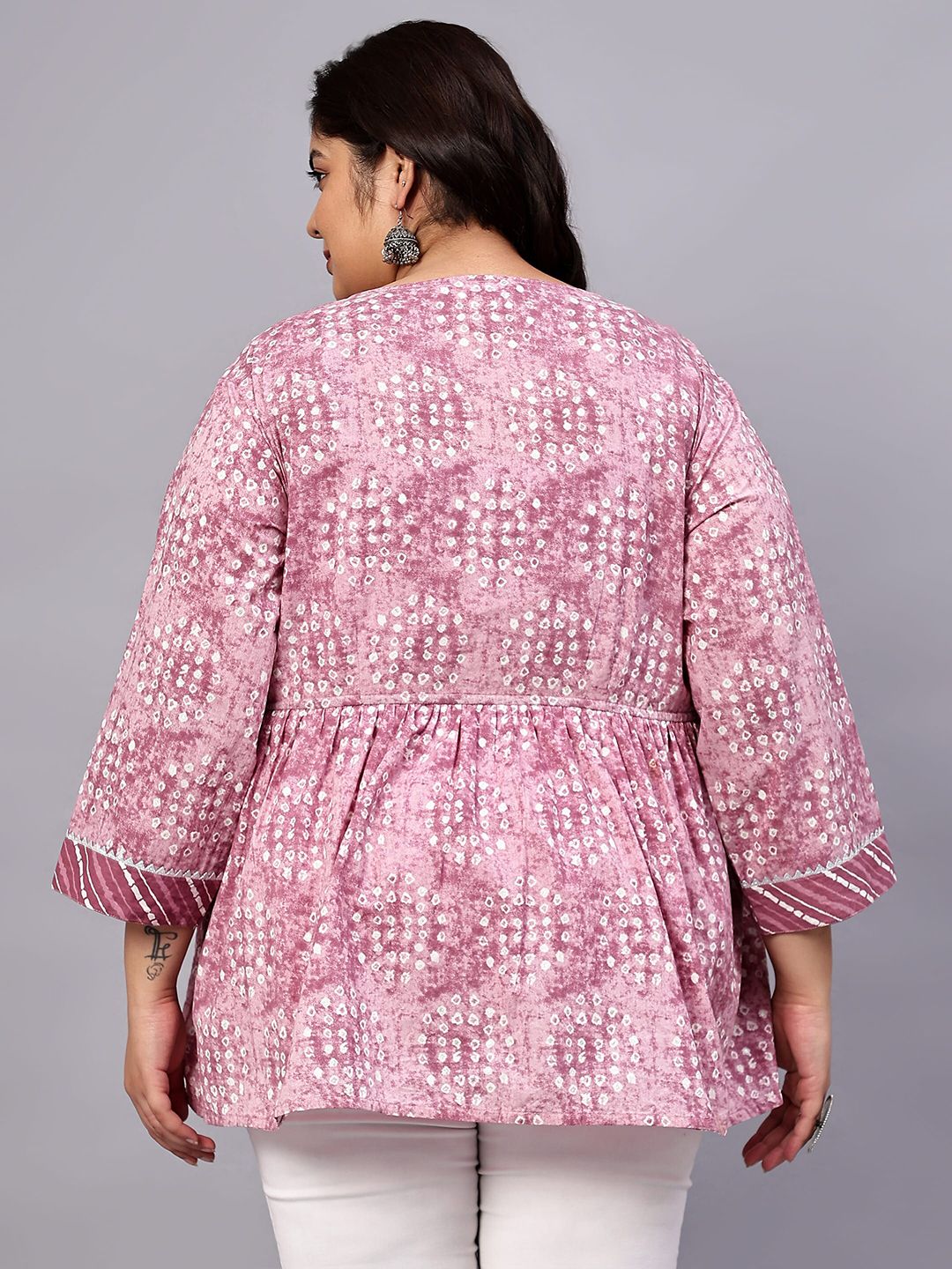 Pink Geometric Print Plus Size Tunic — view 5