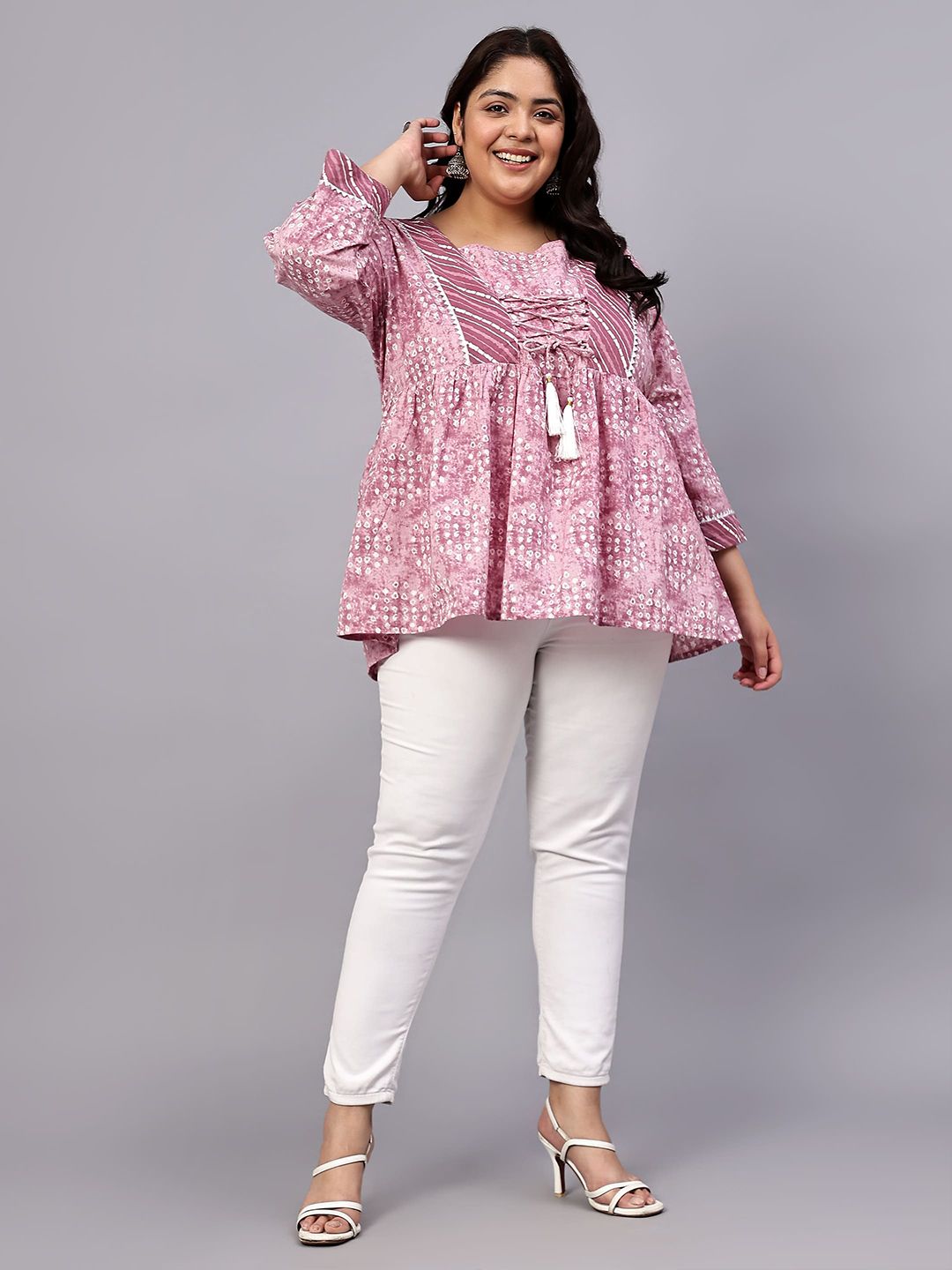 Pink Geometric Print Plus Size Tunic — view 6