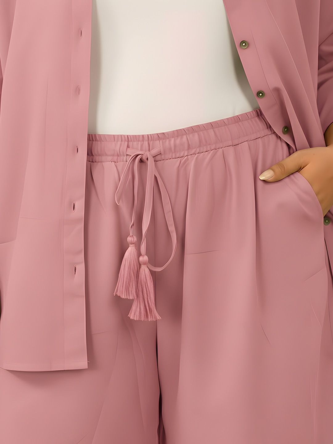 Pink Solid Shirt And Short Set — view 2