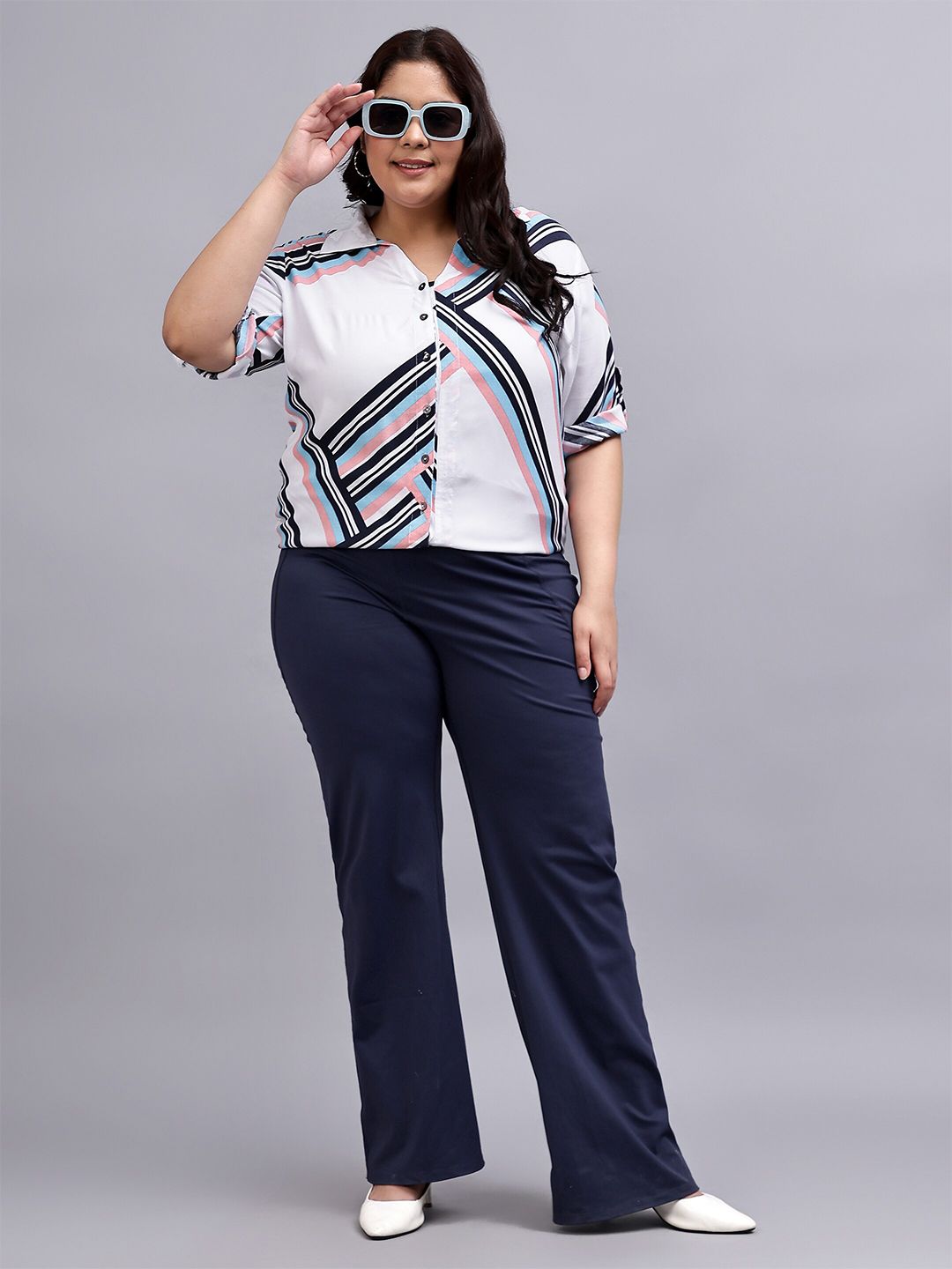 Pink Stripe Longline Shirt — view 1