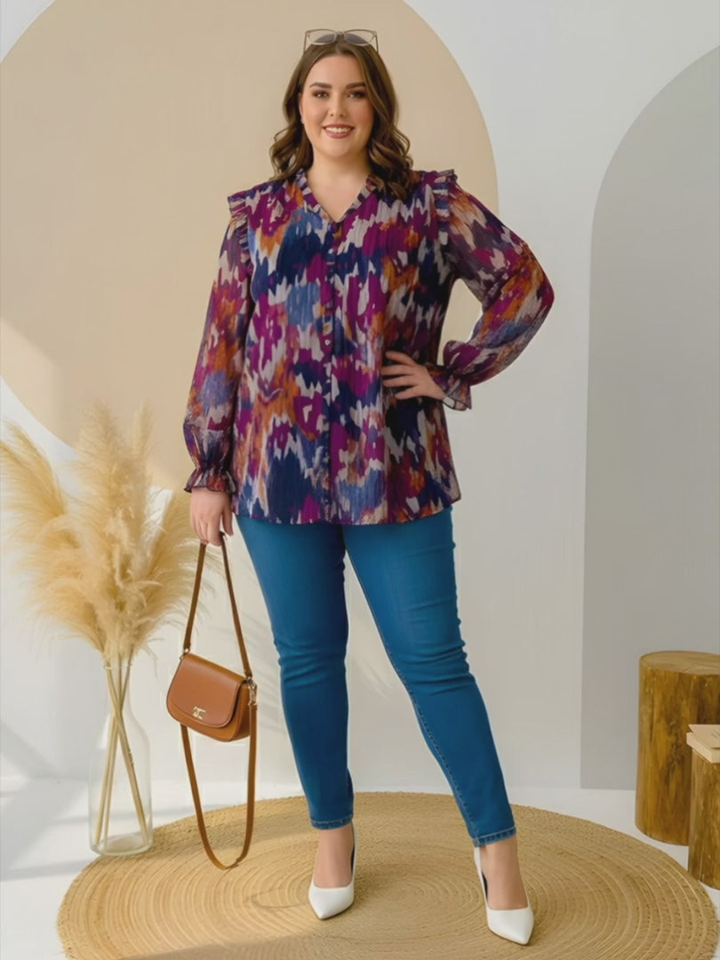 Abstract Print Georgette Plus Size Tunic — rampwalk