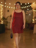 Red Sequinned Strap Plus Size Dress — rampwalk