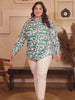 Green and White Abstract Plus Size Shirt — rampwalk
