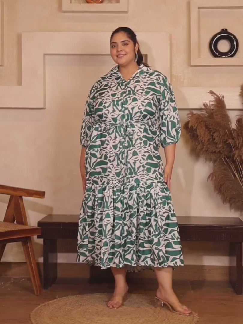 Green Abstract Print Maxi Dress — rampwalk