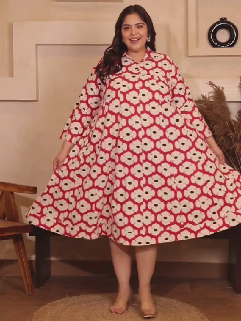 Red Floral Kali Plus Size Dress — rampwalk