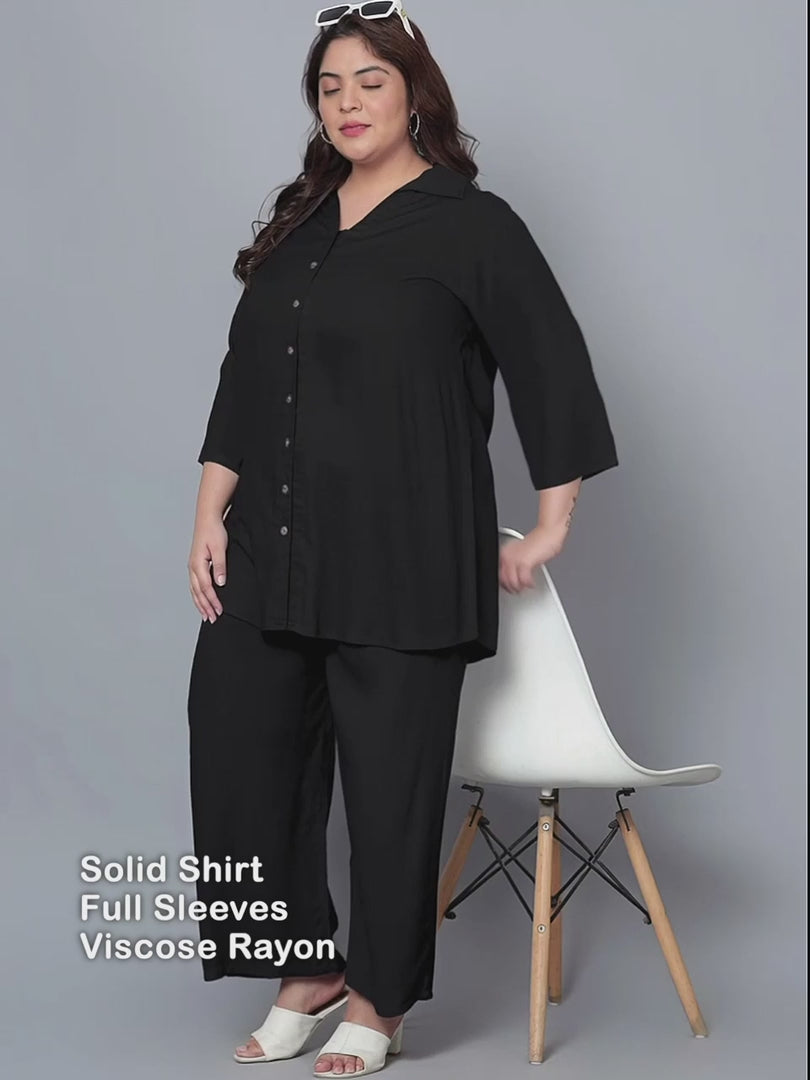 Black Solid Plus Size Co-Ord Set — rampwalk