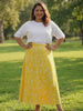 Yellow Print Satin Skirt — rampwalk