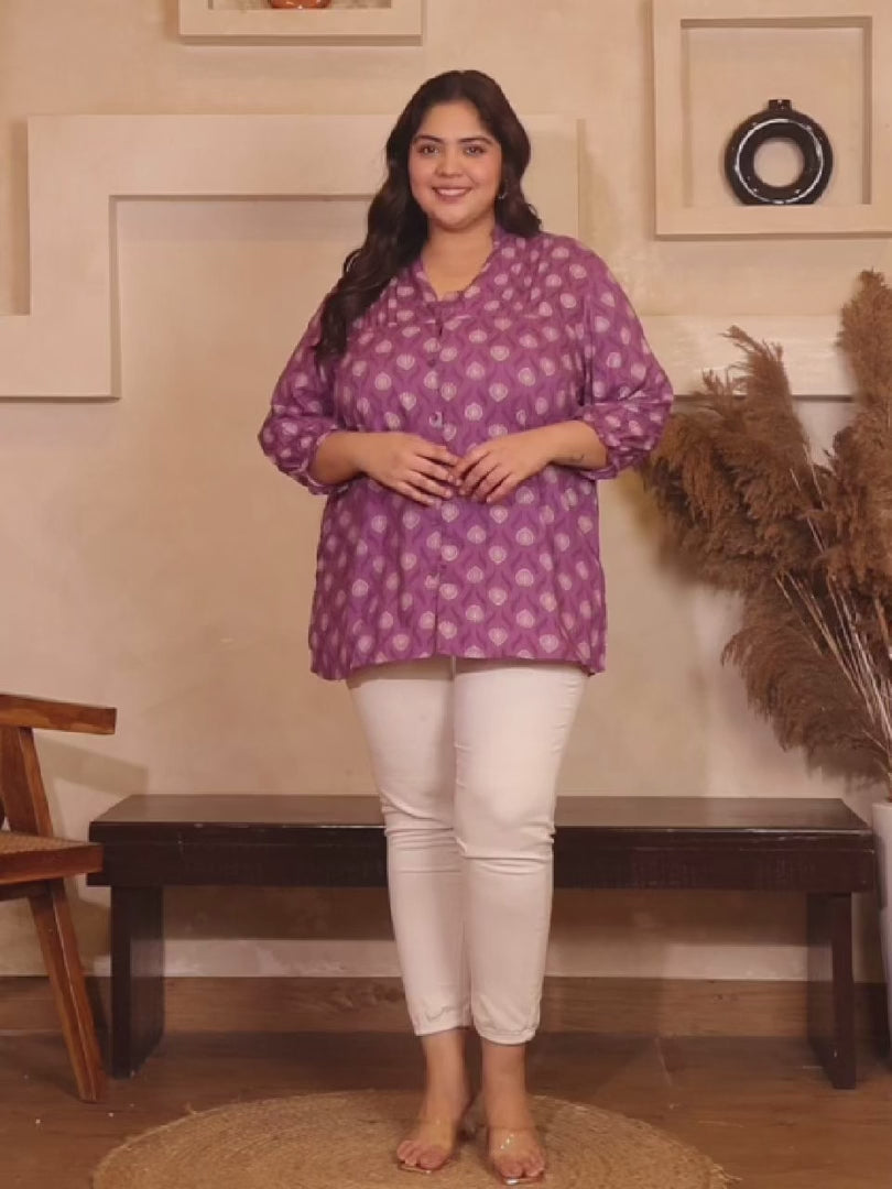 Purple Geometric Print Shirt — rampwalk