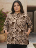 Brown Abstract Print Plus Size Tunic — rampwalk