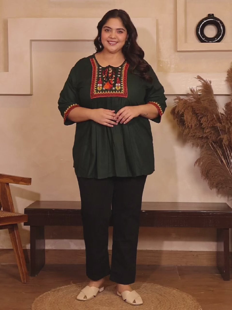 Dark Green Embroidered Tunic — rampwalk