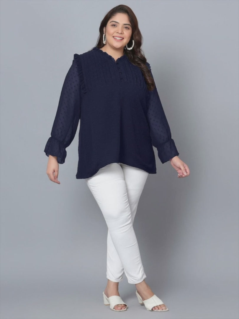 Blue Georgette Plus Size Tunic — rampwalk