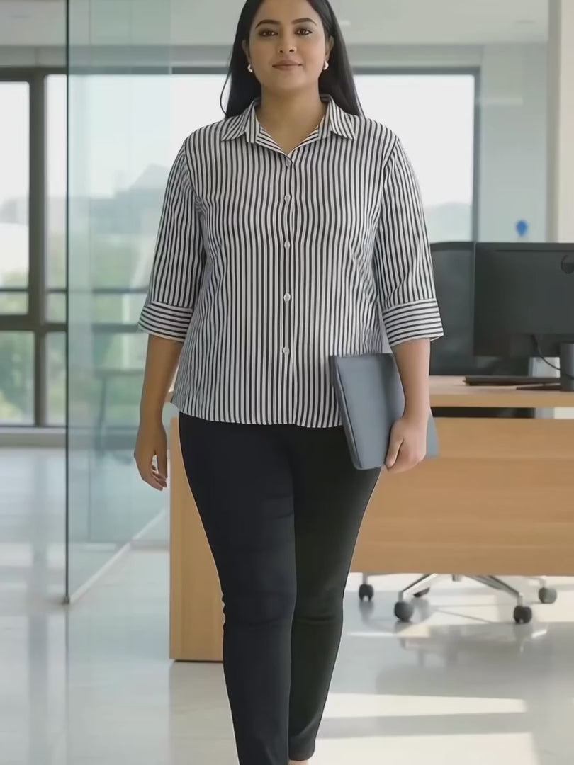 Black and White Stripe Cotton Shirt — rampwalk