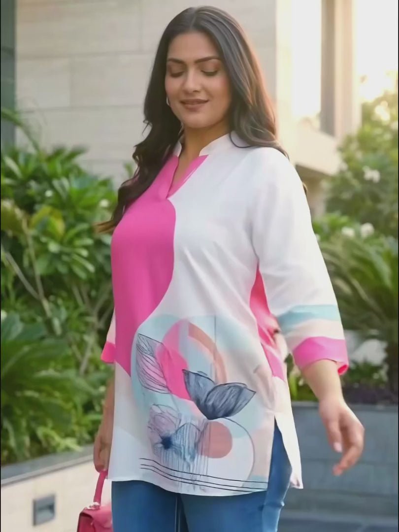 Pink and OffWhite Print Tunic — rampwalk