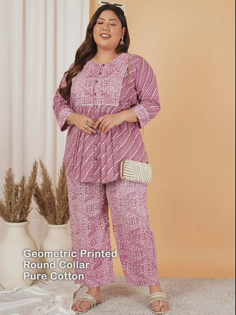 Pink Stripe Print Plus Size Co Ord Set — rampwalk