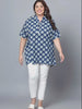 Blue Geometric Cotton Plus Size Tunic — rampwalk