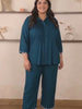 Peacock Blue Rayon Collar Embroidered Co Ord Set — rampwalk