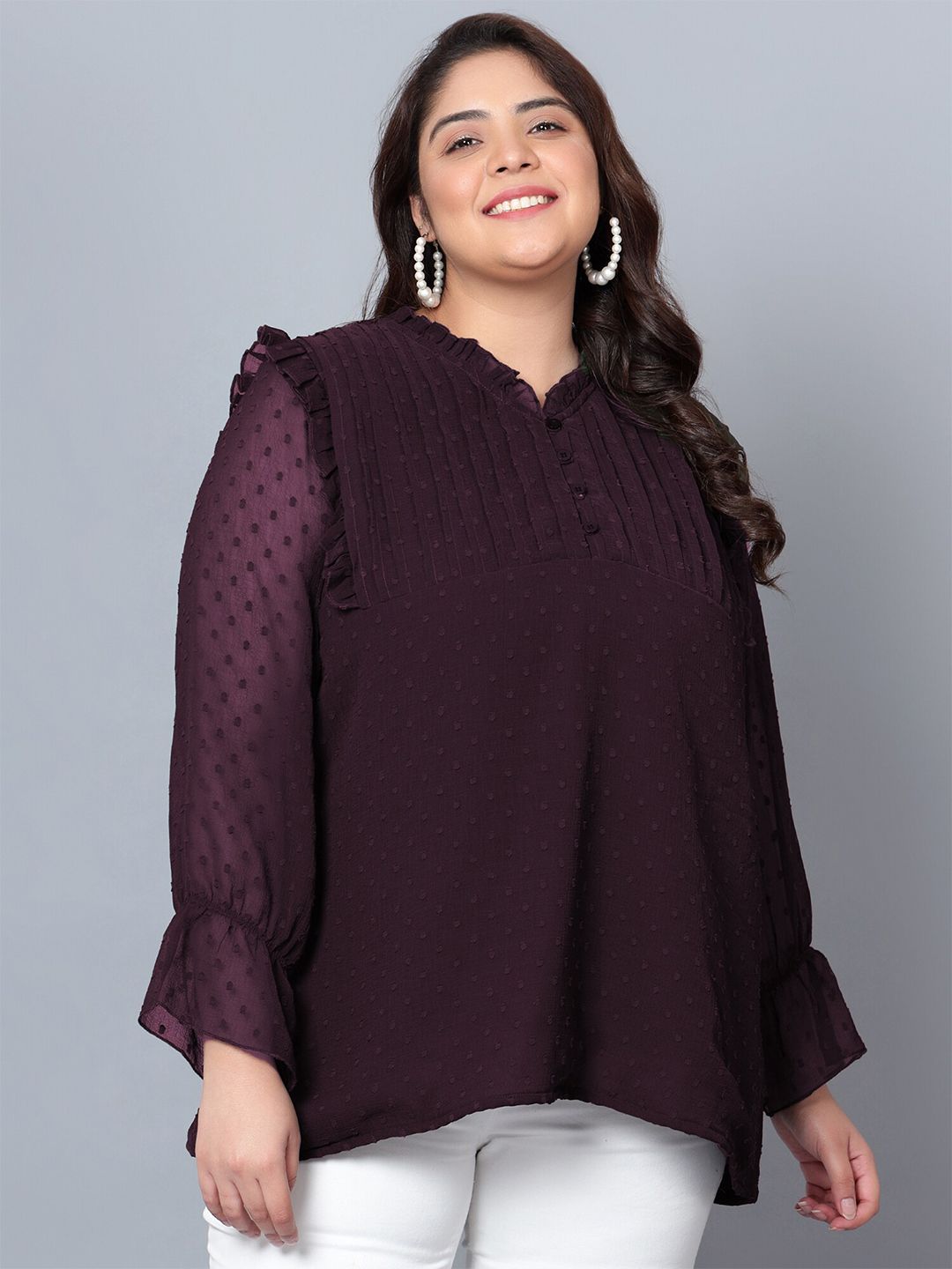 Purple Georgette Plus Size Tunic — view 1