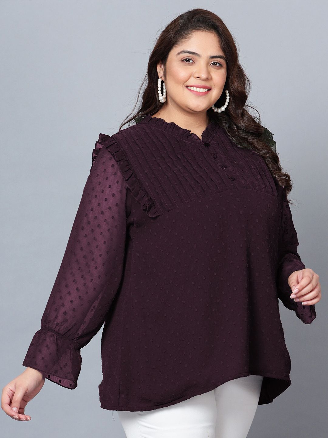 Purple Georgette Plus Size Tunic — view 3