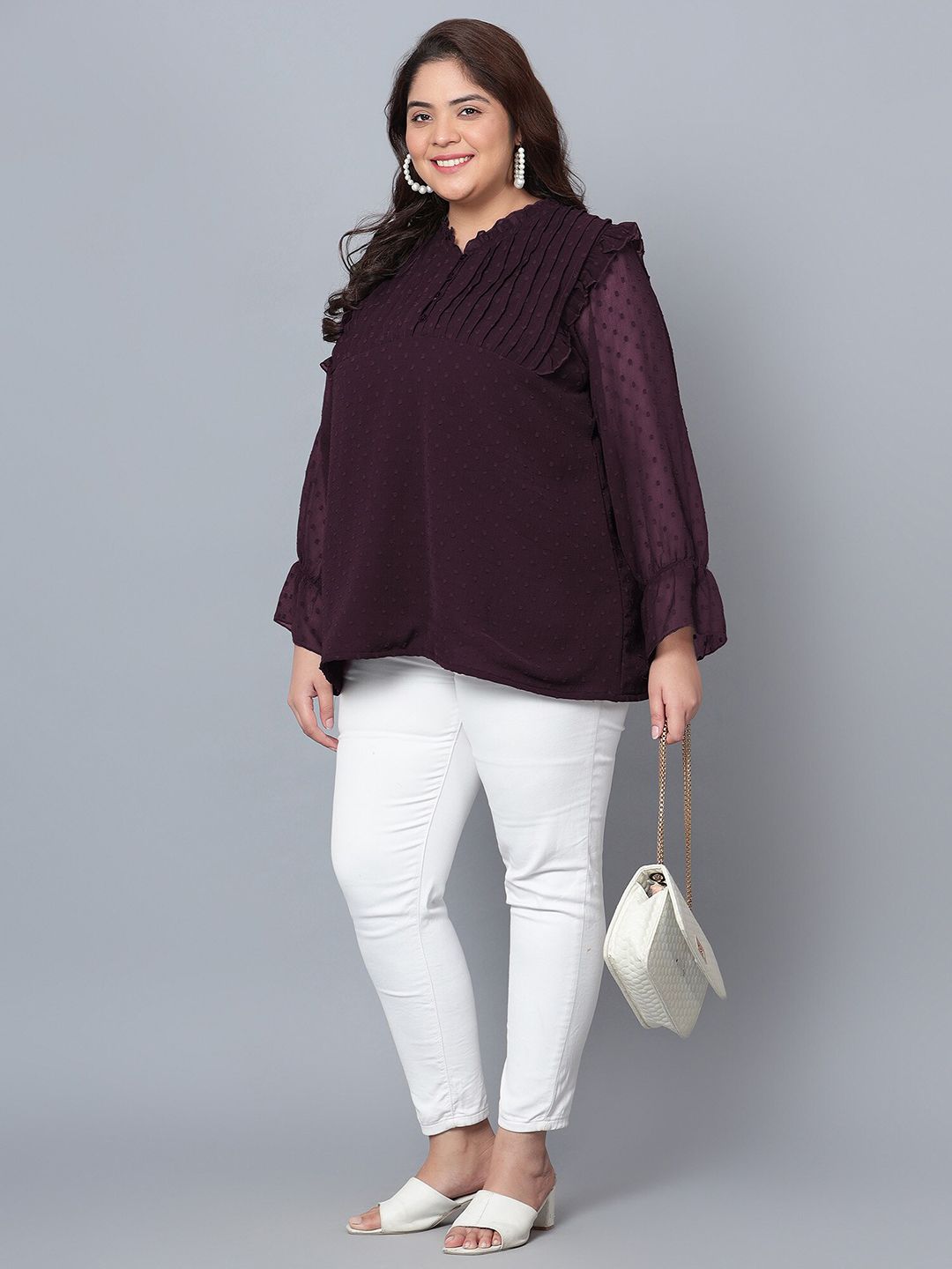 Purple Georgette Plus Size Tunic — view 7