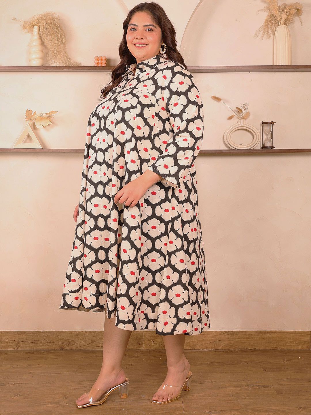 Black Floral Kali Plus Size Dress — view 4