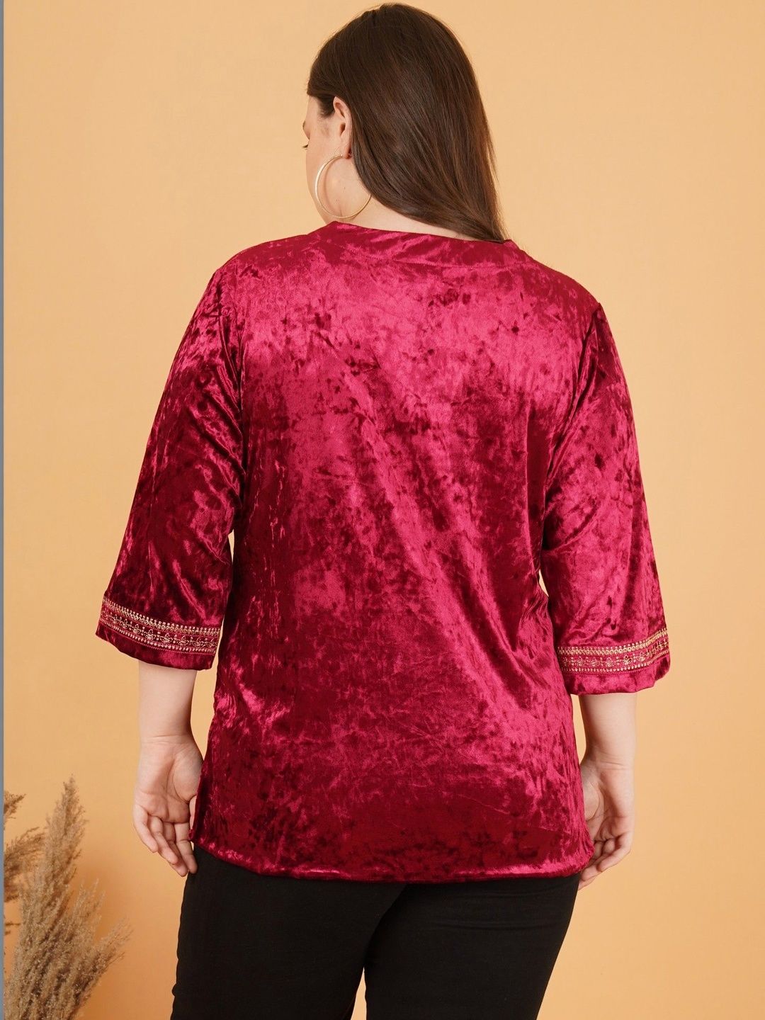Maroon Velvet Plus Size Tunic — view 2