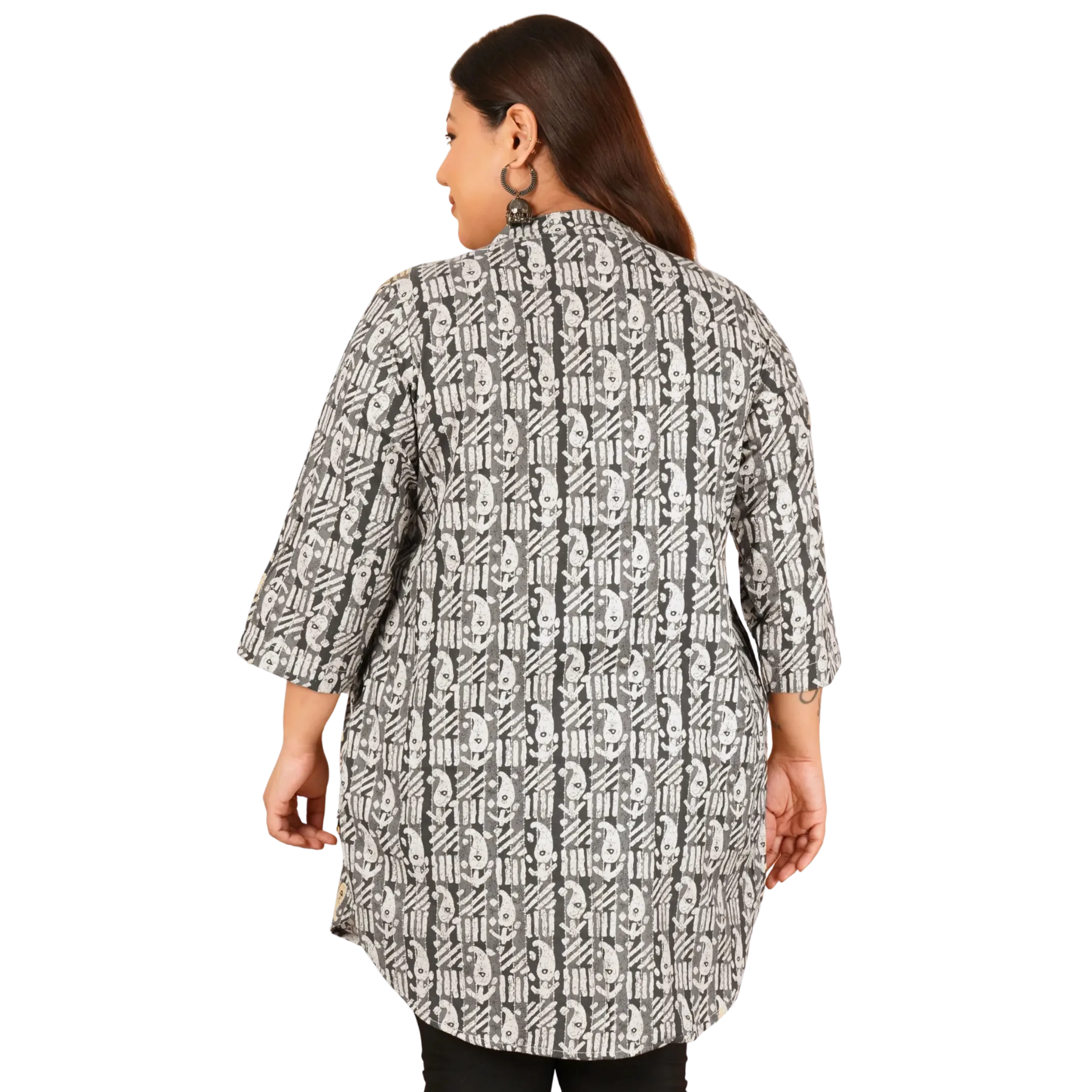 Black Paisley Print Long Tunic