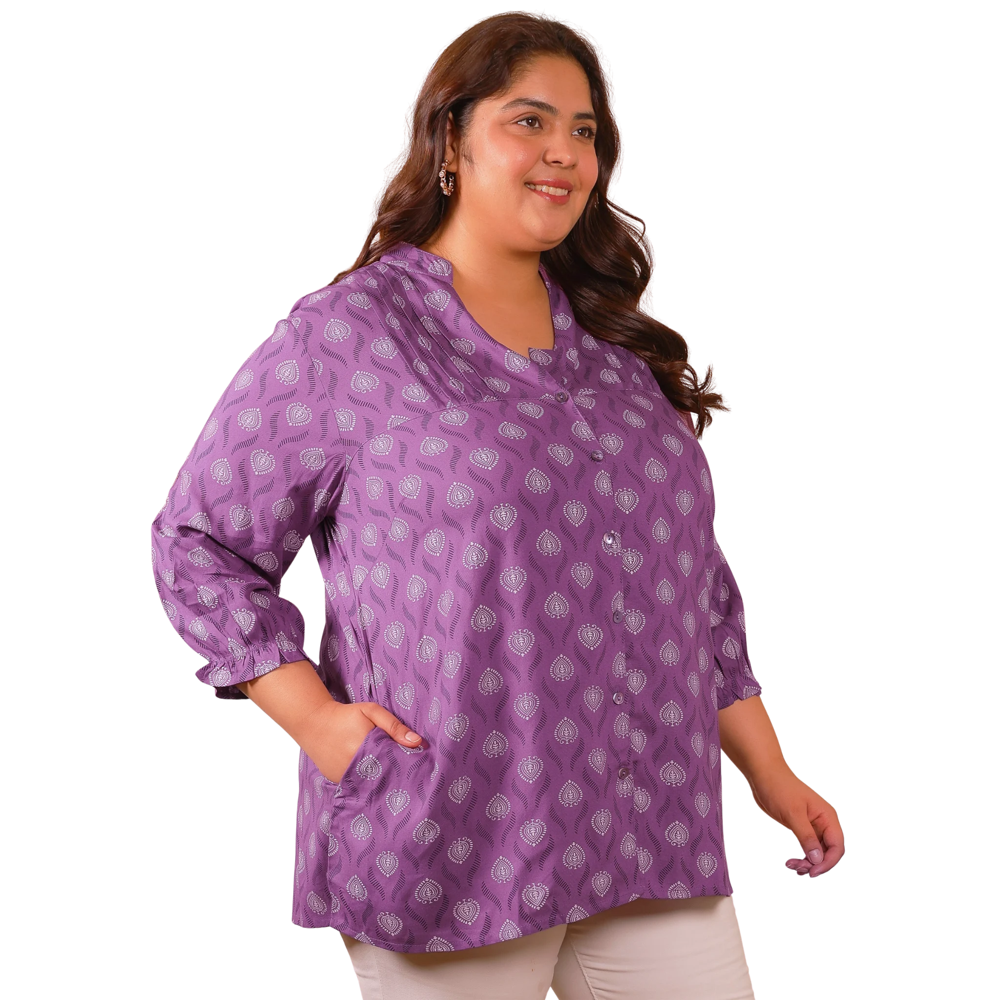 Purple Geometric Print Shirt